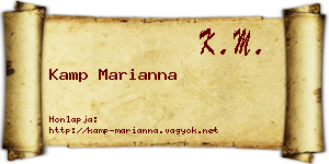 Kamp Marianna névjegykártya